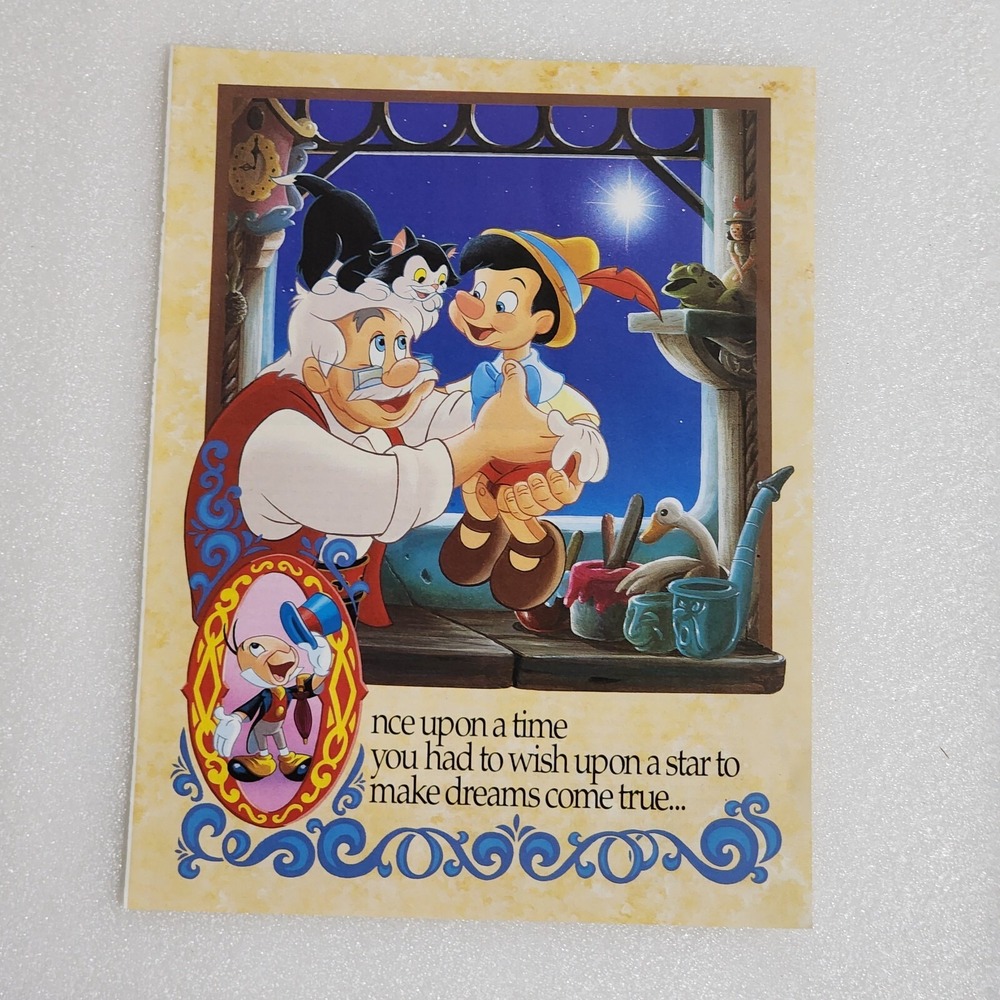 Vintage Print Ad Walt Disney World Pinocchio Figaro Geppetto clipping 8x10 1994
